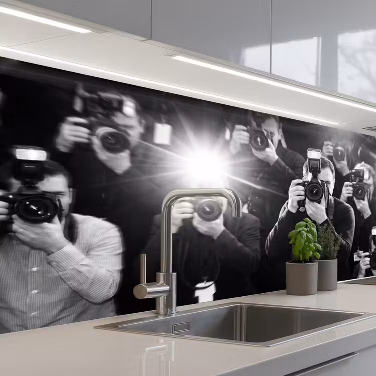 Mensen - Camera - Flitslicht - Zwart-wit - Media keuken achterwand 2 middel -3d_schuin