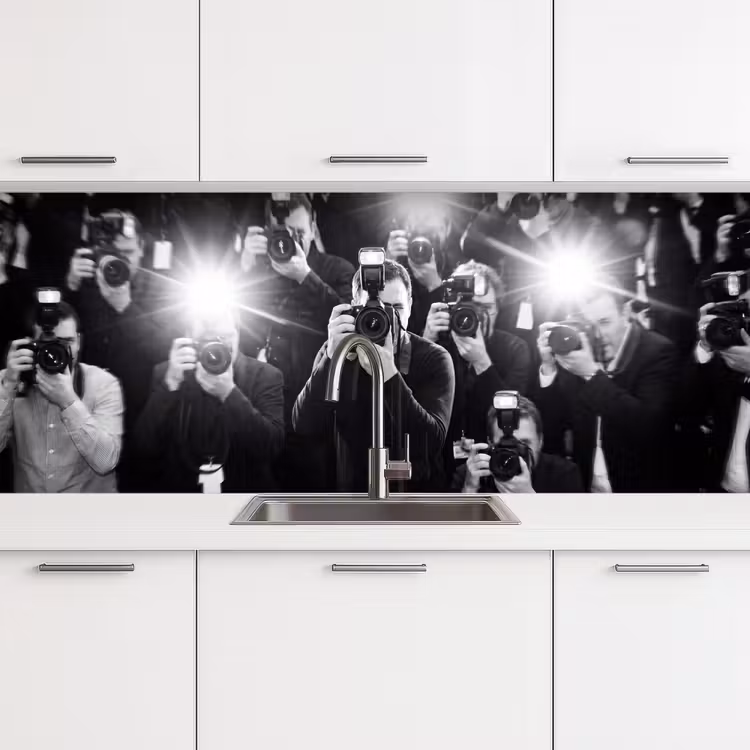 Mensen - Camera - Flitslicht - Zwart-wit - Media keuken achterwand 2 middel -3d