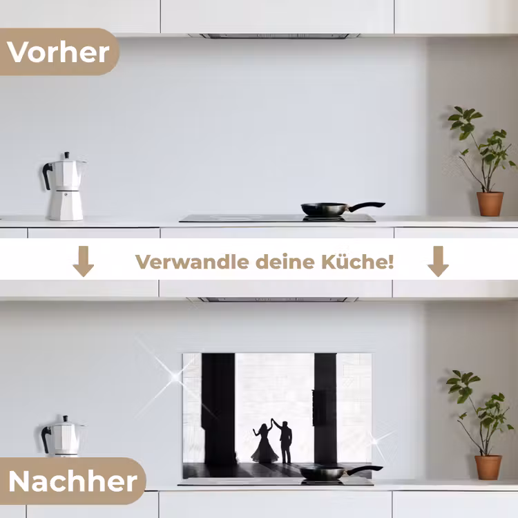 Mensen - Schaduw - Dans - Zwart-wit - Liefde keuken achterwand spatscherm klein -voor_na_DE
