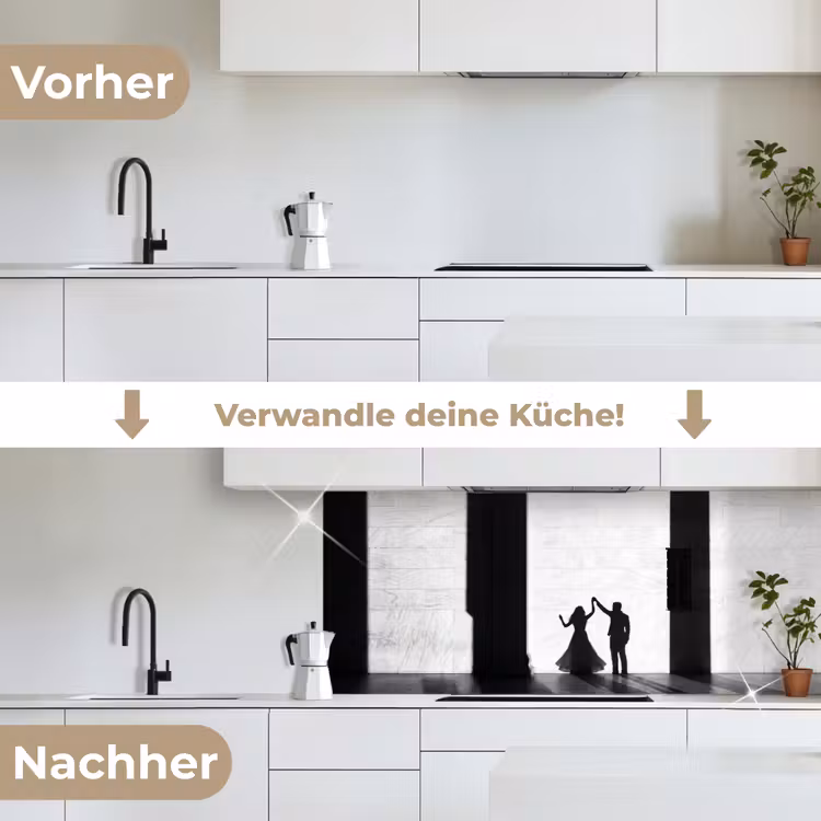 Mensen - Schaduw - Dans - Zwart-wit - Liefde keuken achterwand 2 middel -voor-na_DE