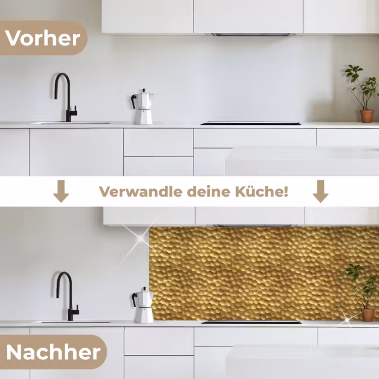 Metaal - Dynamisch - Goud keuken achterwand 2 middel 871 -voor-na_DE