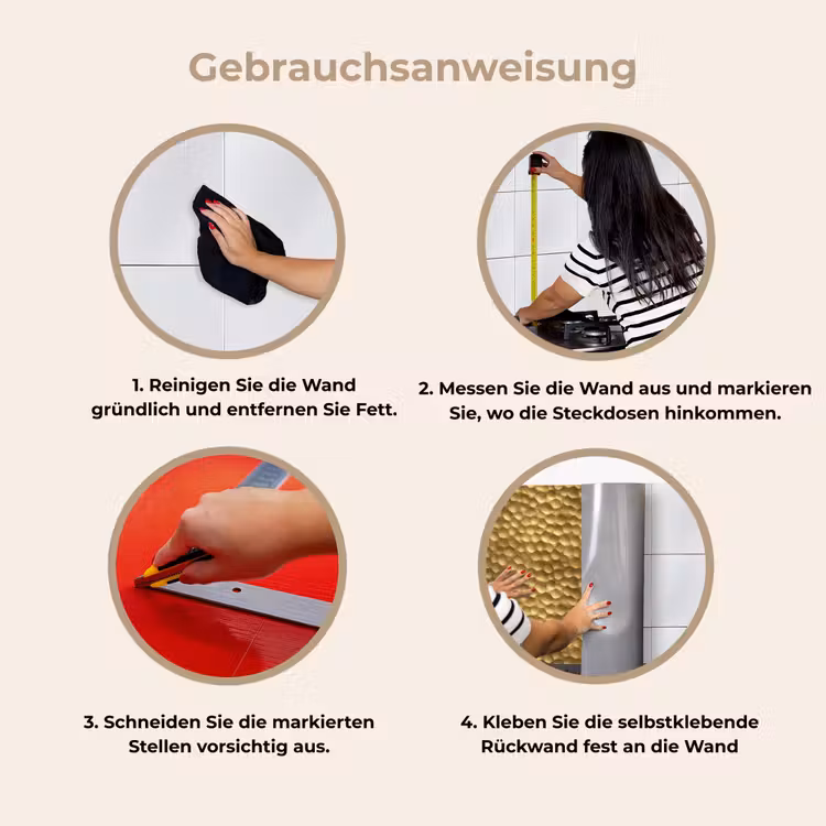 Metaal - Dynamisch - Goud keuken achterwand 2 middel 871 -gebruiksaanwijzing_DE