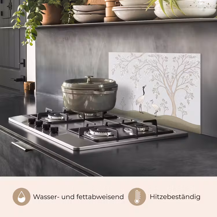 Minimalistisch - Kraanvogels - Blauw keuken achterwand spatscherm klein -usp_DE