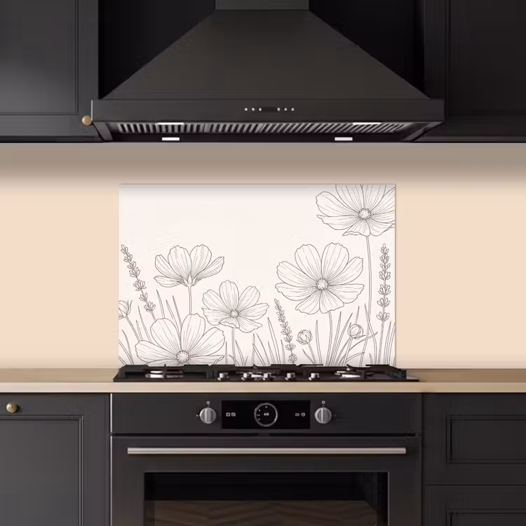 Minimalistisch - Modern - Bloemen - Beige keuken achterwand spatscherm klein -sfeer1