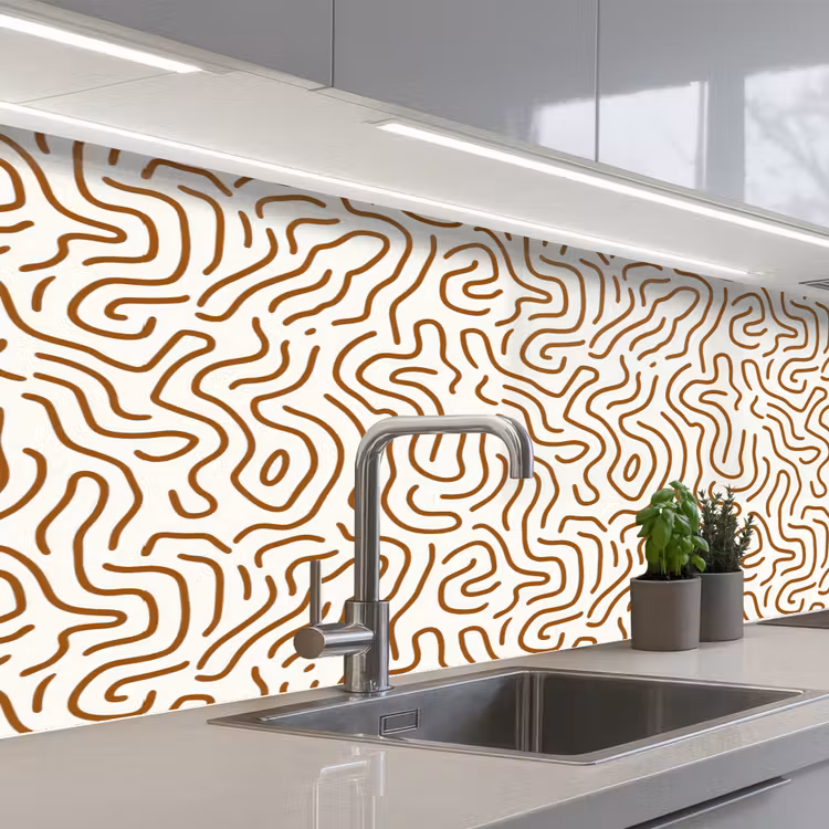 Minimalistisch - Patroon - Terracotta keuken achterwand 2 middel 871 -3d_schuin