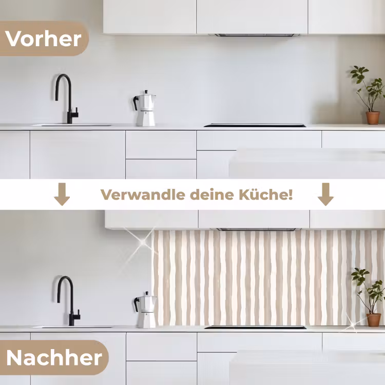 Minimalistisch - Strepen - Beige keuken achterwand 2 middel 871 -voor-na_DE
