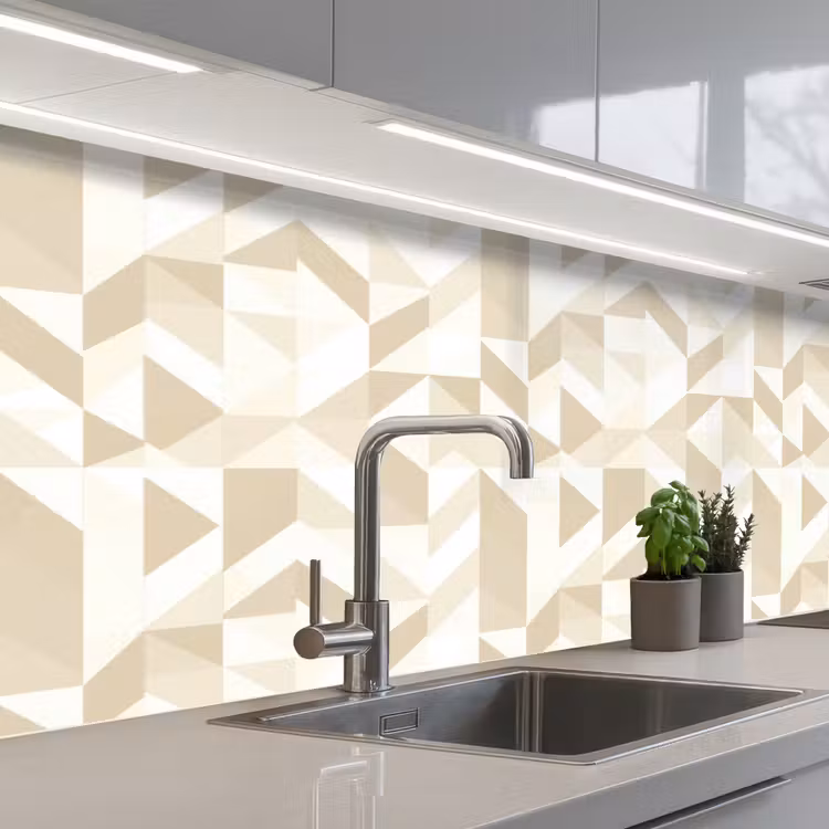 Modern - Abstract - Beige keuken achterwand 2 middel 871 -3d_schuin