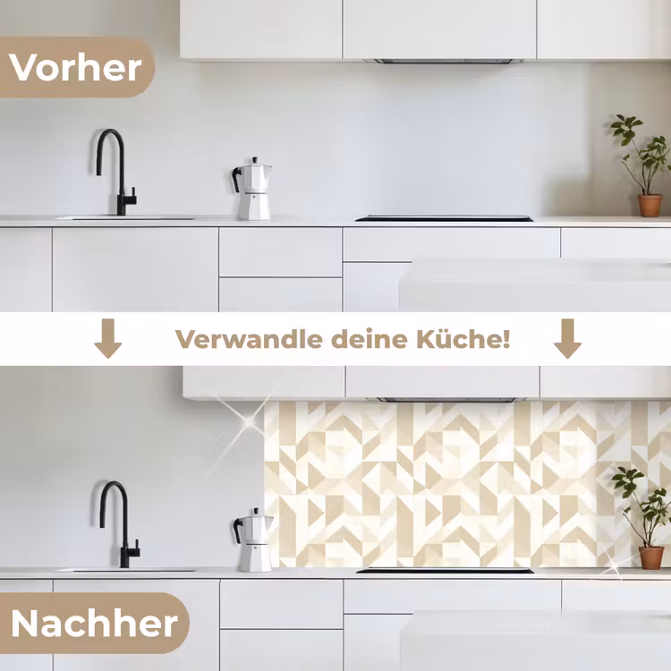 Modern - Abstract - Beige keuken achterwand 2 middel 871 -voor-na_DE