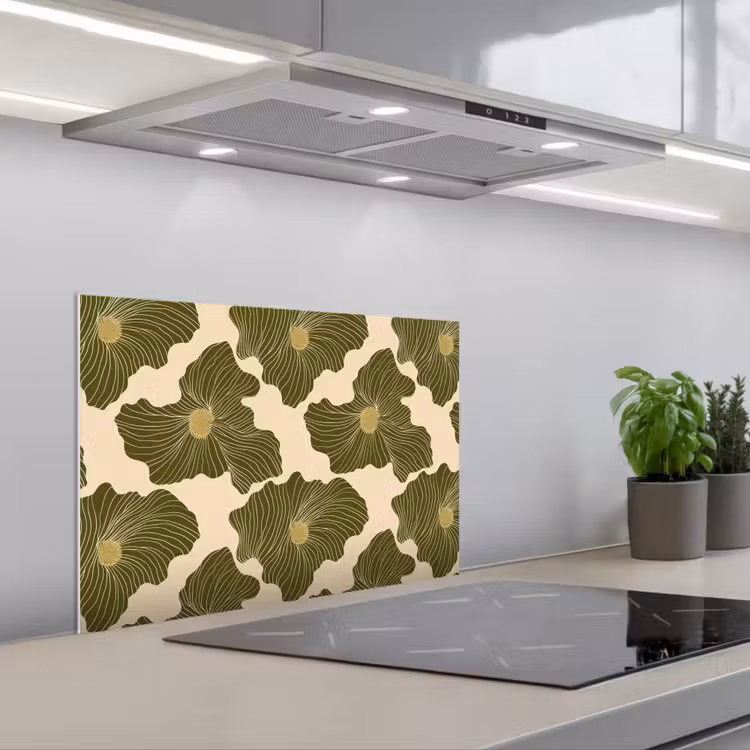 Modern - Abstract - Groen keuken achterwand spatscherm klein 900 -3d_schuin
