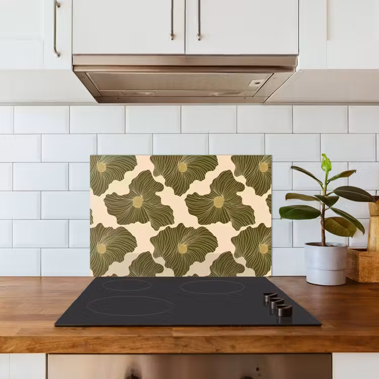 Modern - Abstract - Groen keuken achterwand spatscherm klein 900 -sfeer2