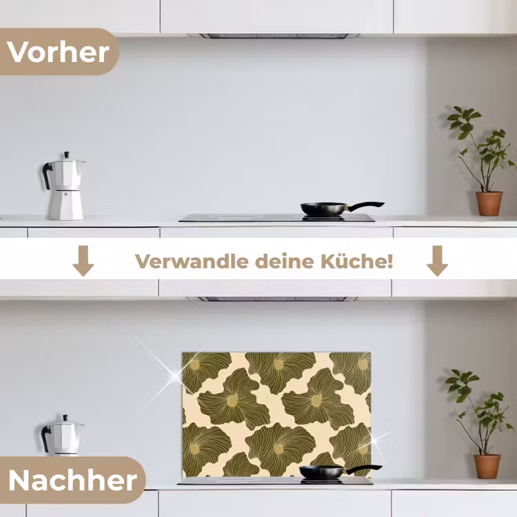 Modern - Abstract - Groen keuken achterwand spatscherm klein 900 -voor_na_DE