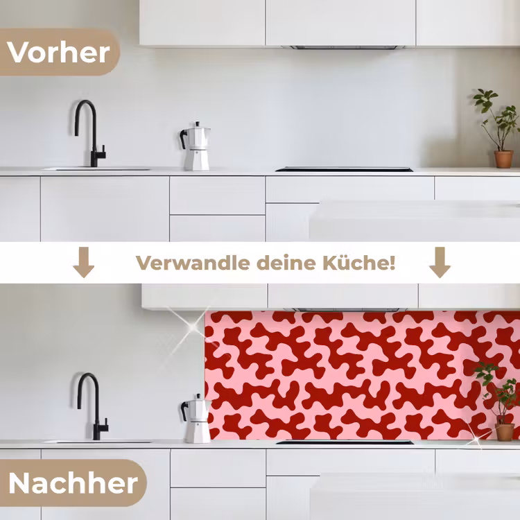 Modern - Abstract - Rood keuken achterwand 2 middel 871 -voor-na_DE