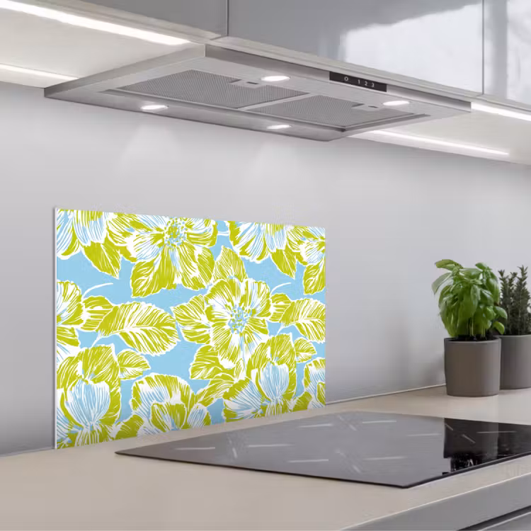 Modern - Bloemen - Groen keuken achterwand spatscherm klein 900 -3d_schuin
