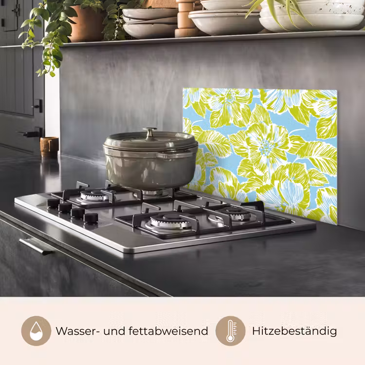 Modern - Bloemen - Groen keuken achterwand spatscherm klein 900 -usp_DE