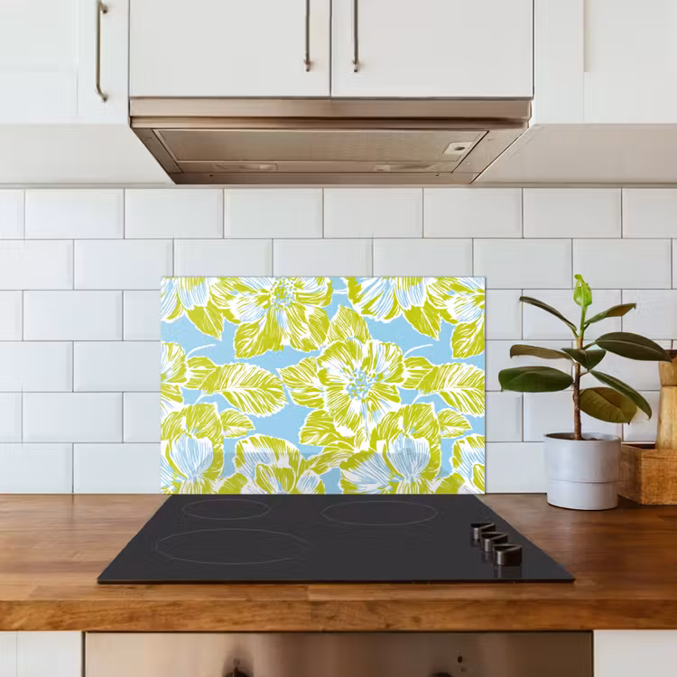 Modern - Bloemen - Groen keuken achterwand spatscherm klein 900 -sfeer2