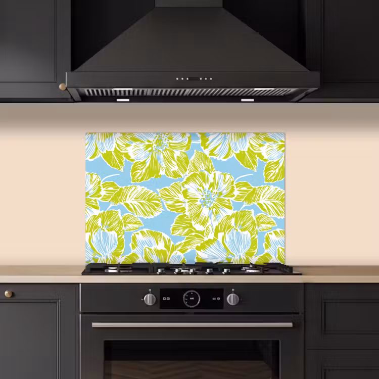Modern - Bloemen - Groen keuken achterwand spatscherm klein 900 -sfeer1