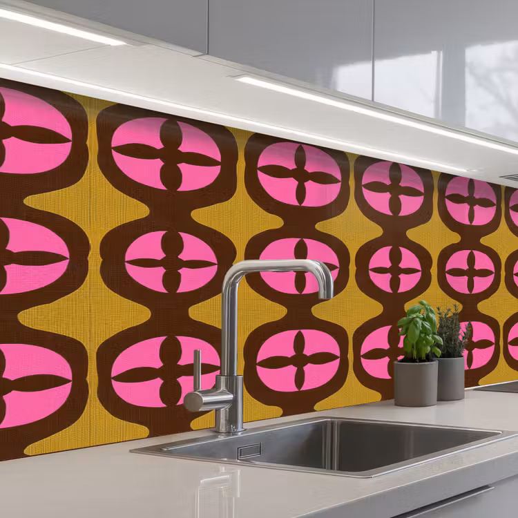 Modern - Patroon - Roze keuken achterwand 2 middel 871 -3d_schuin