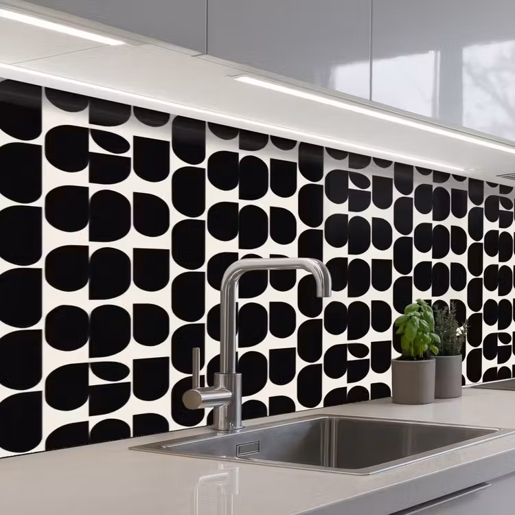 Modern - Patroon - Zwart keuken achterwand 2 middel 871 -3d_schuin