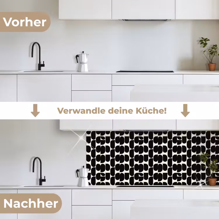 Modern - Patroon - Zwart keuken achterwand 2 middel 871 -voor-na_DE