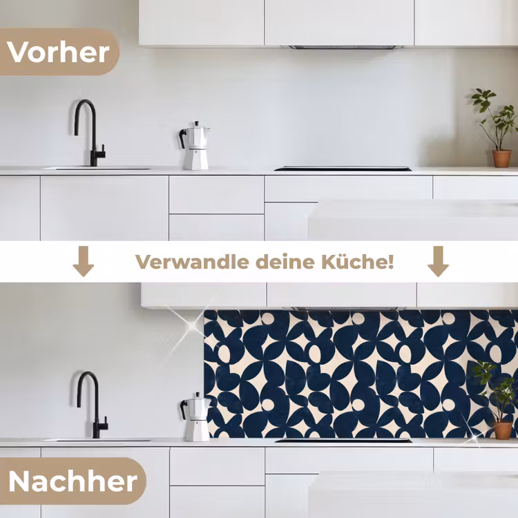 Modern - Geometrisch - Blauw keuken achterwand 2 middel 871 -voor-na_DE