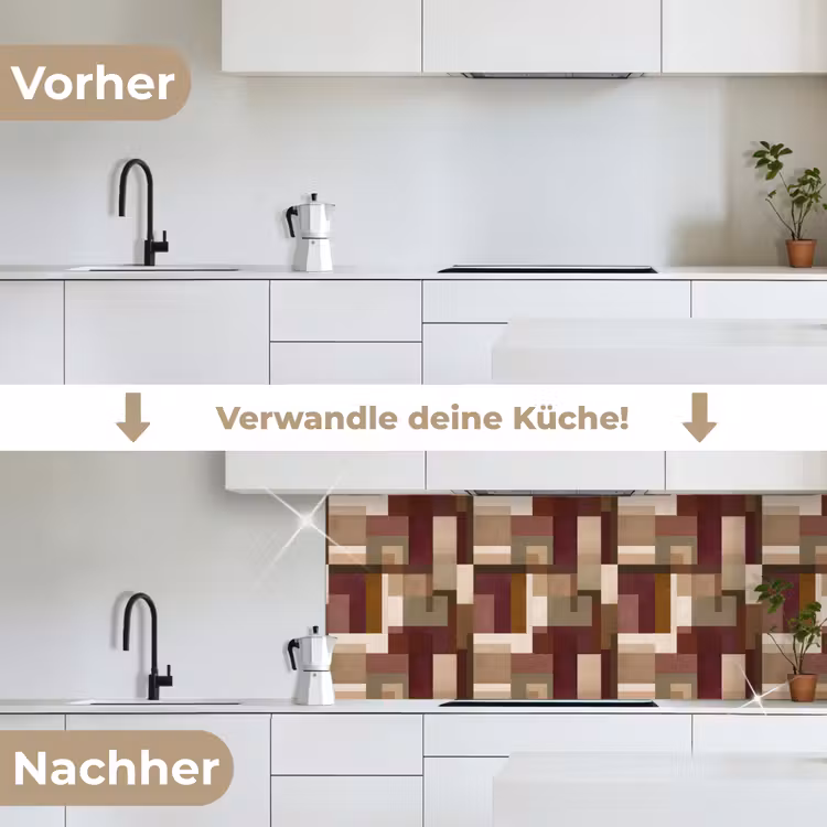 Modern - Geometrie - Kleurrijk keuken achterwand 2 middel 871 -voor-na_DE