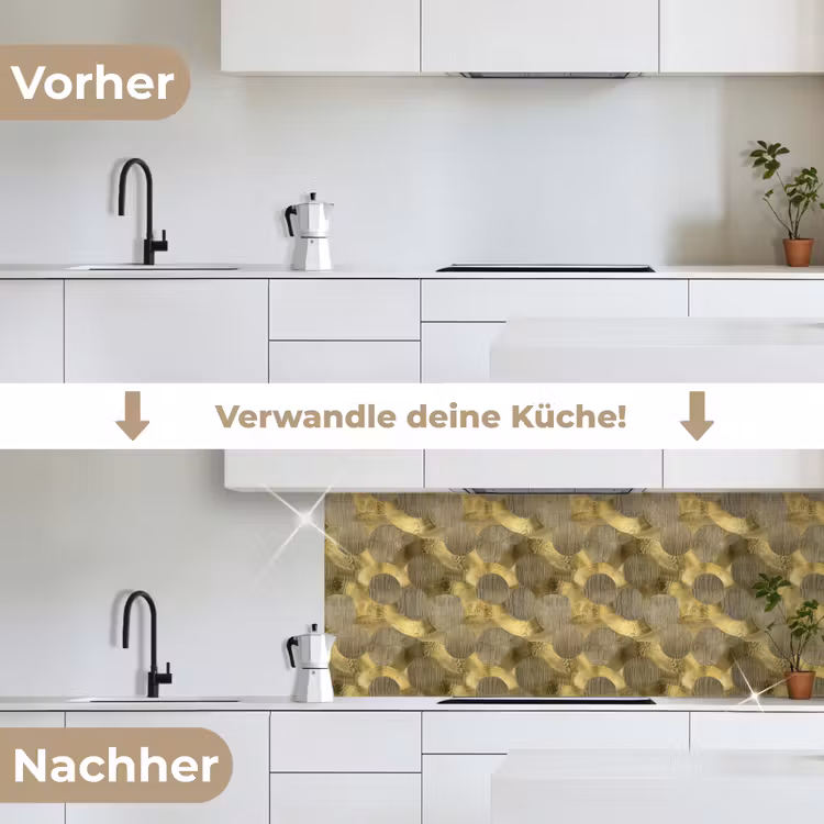 Modern - Geometrisch - Goud keuken achterwand 2 middel 871 -voor-na_DE