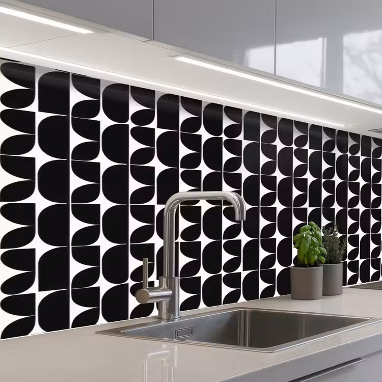 Modern - Geometrisch - Zwart keuken achterwand 2 middel 871 -3d_schuin