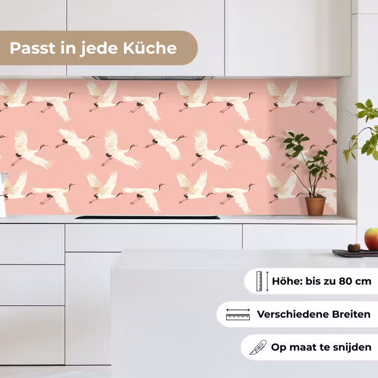 Modern - Kraanvogels - Roze keuken achterwand 2 middel 871 -sfeer4_DE