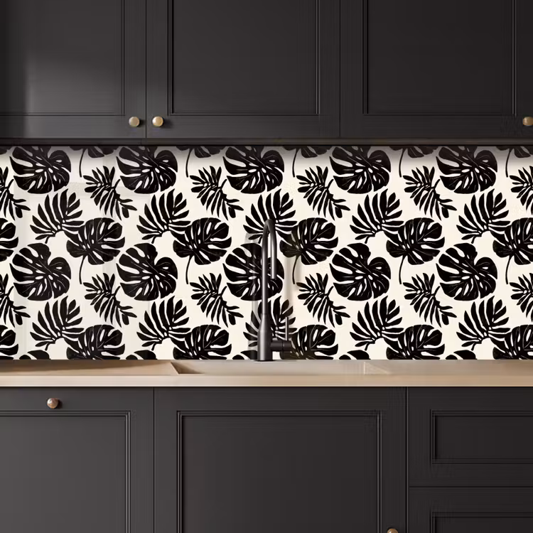 Modern - Monstera - Zwart keuken achterwand 2 middel 871 -sfeer1