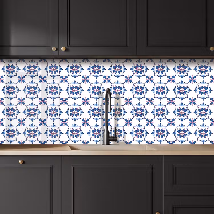 Modern - Patroon - Blauw - Roze keuken achterwand 2 middel 871 -sfeer1