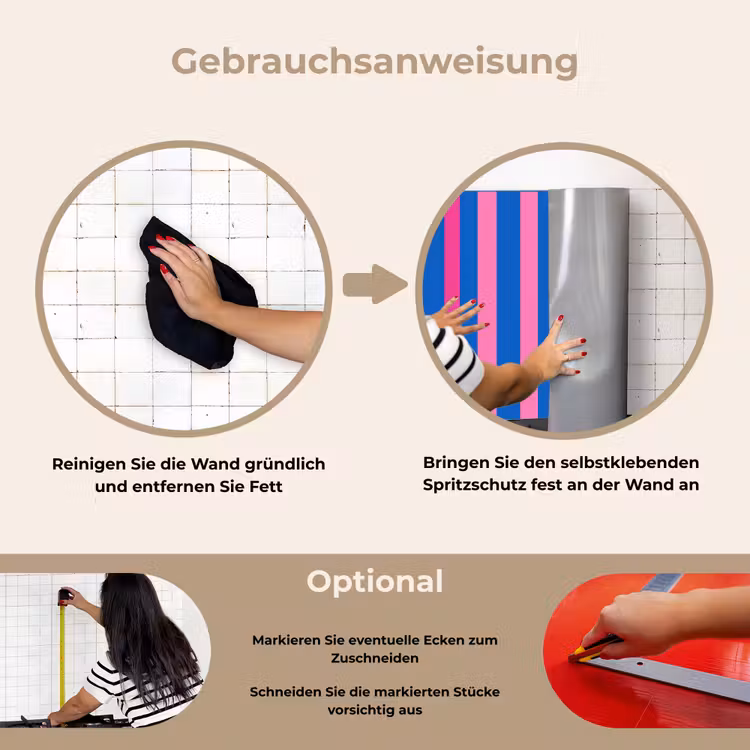 Modern - Optisch - Roze keuken achterwand spatscherm klein 900 -gebruiksaanwijzing_DE