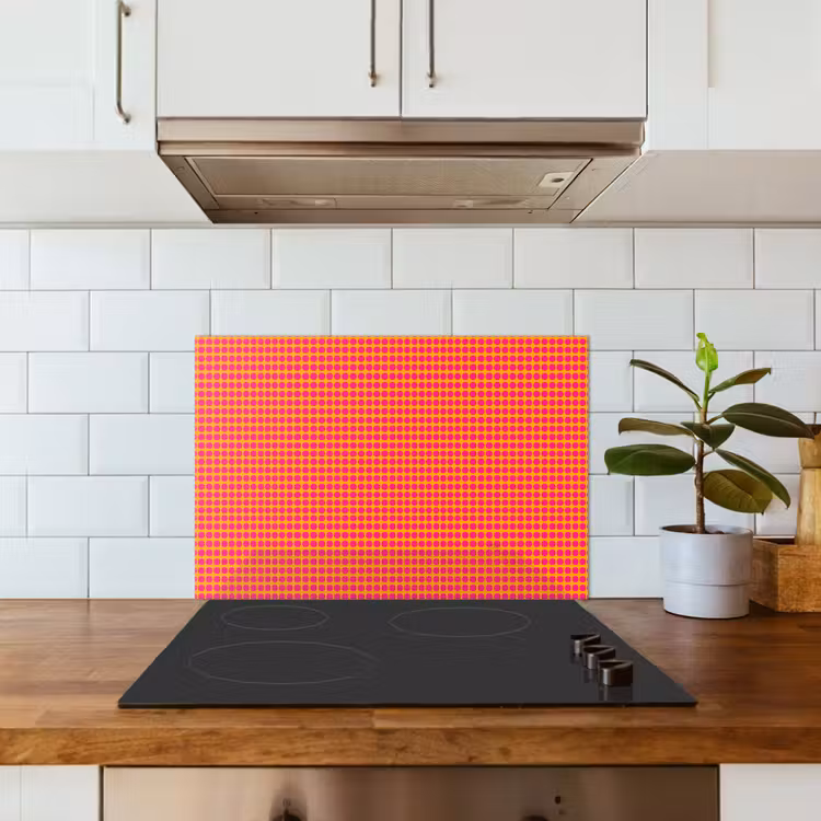 Modern - Stippen - Oranje keuken achterwand spatscherm klein 900 -sfeer2