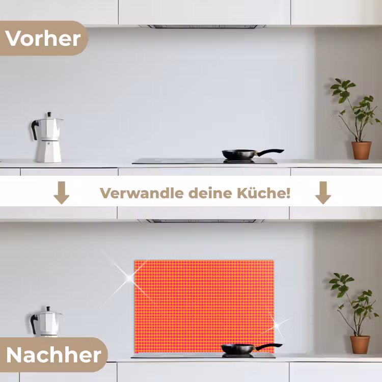 Modern - Stippen - Oranje keuken achterwand spatscherm klein 900 -voor_na_DE