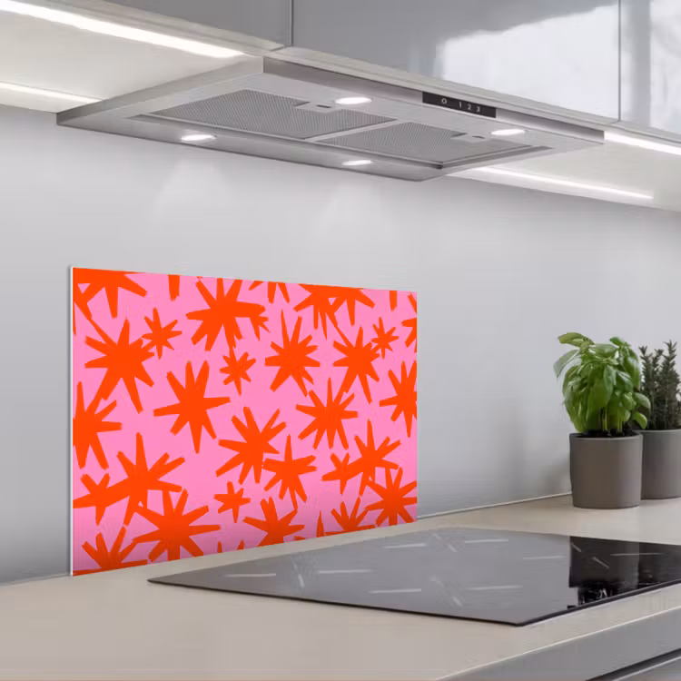 Modern - Sterren - Roze keuken achterwand spatscherm klein 900 -3d_schuin