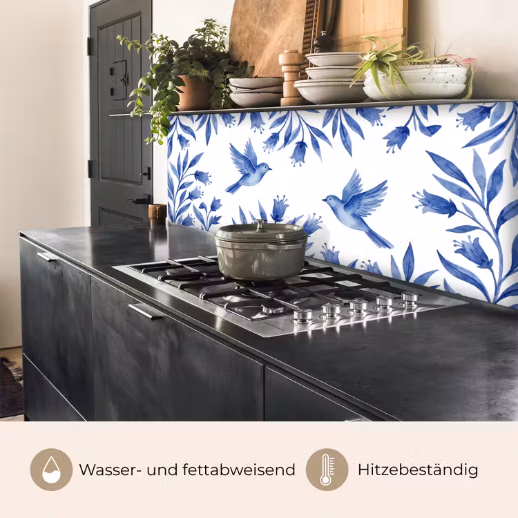 Modern - Vogels - Delfts - Blauw keuken achterwand 2 middel -usp_DE