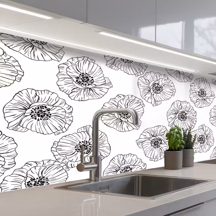 Klaproos - Bloemen - Design keuken achterwand 2 middel 871 -3d_schuin