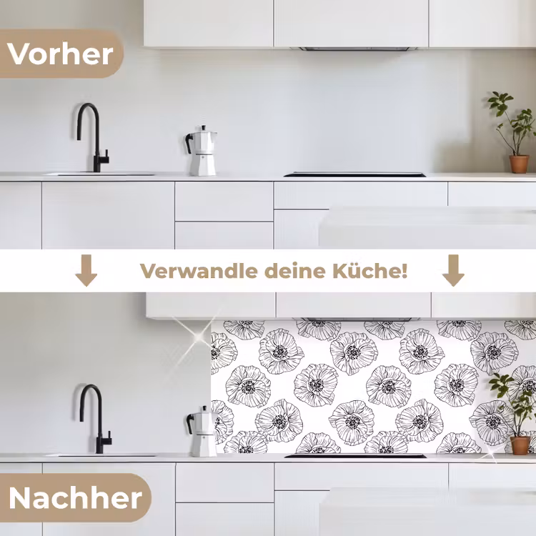 Klaproos - Bloemen - Design keuken achterwand 2 middel 871 -voor-na_DE