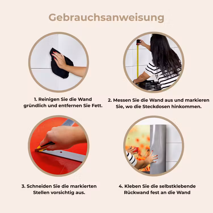 Klaprozen - Bloemen - Rood - Bloemenveld keuken achterwand 2 middel -gebruiksaanwijzing_DE
