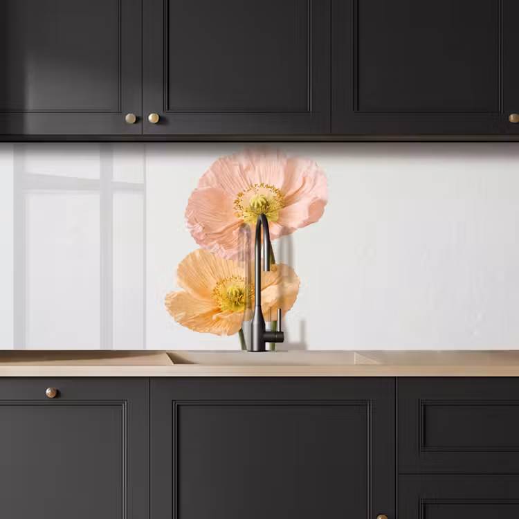 Papavers - Botanisch - Roze keuken achterwand 2 middel -sfeer1