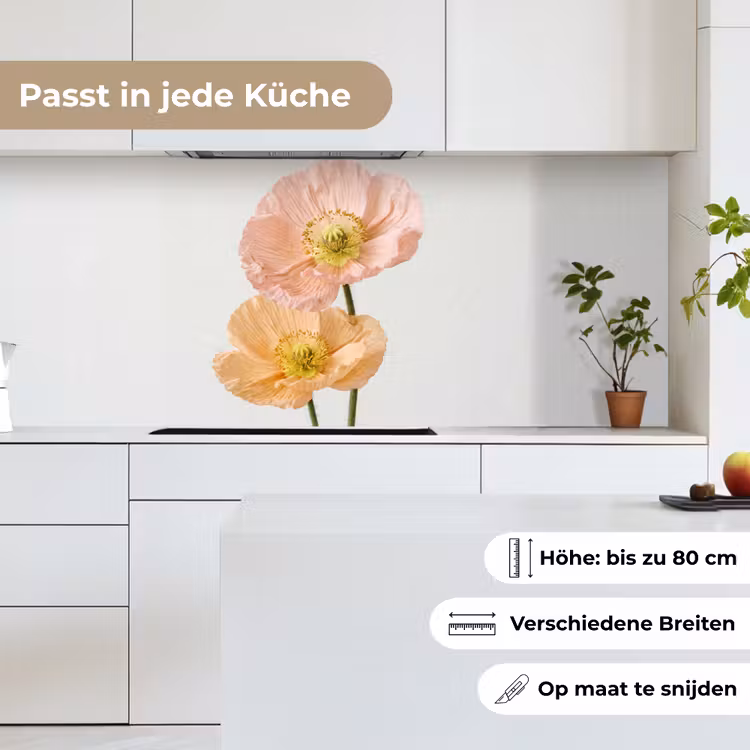 Papavers - Botanisch - Roze keuken achterwand 2 middel -sfeer4_DE