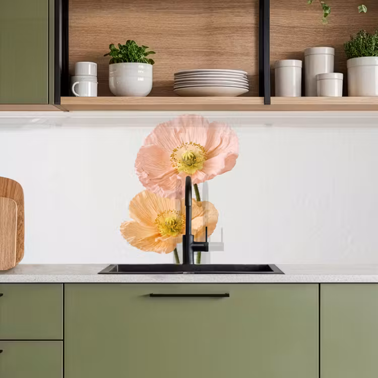Papavers - Botanisch - Roze keuken achterwand 2 middel -sfeer3