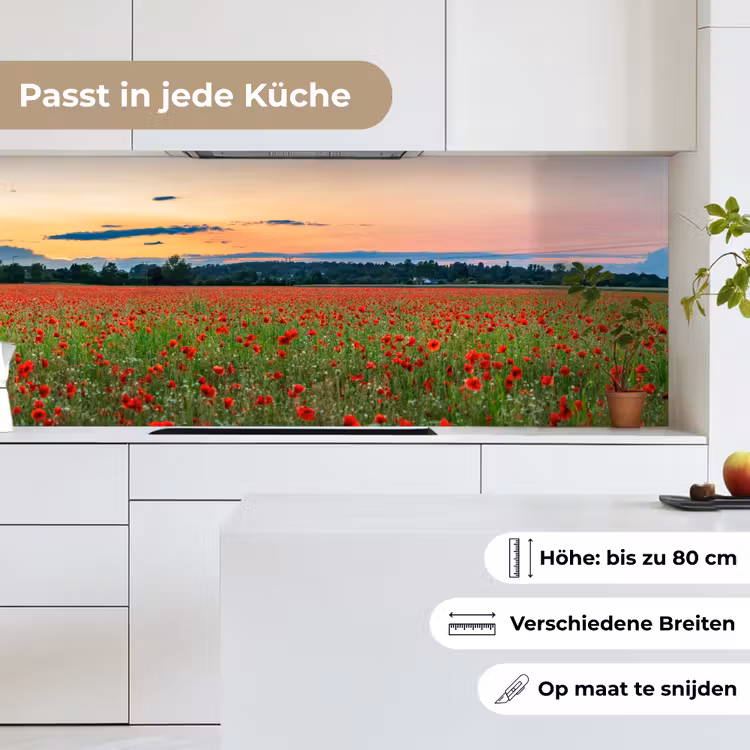 Klaprozen - Landschap - Rood - Bloemen keuken achterwand 2 middel -sfeer4_DE