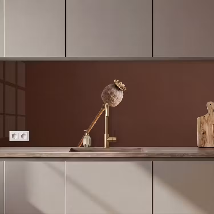 Papaverbol - Droogbloem - Bruin - Minimalistisch keuken achterwand 2 middel zz_3dshopping