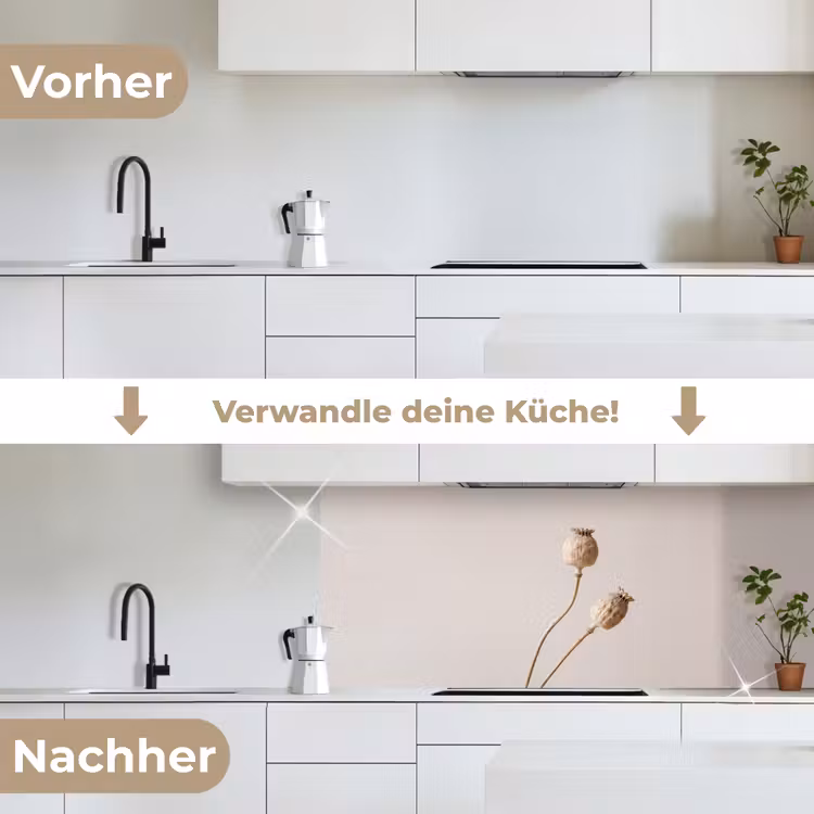 Papaverbollen - Droogbloemen - Minimalistisch - Beige - Rustig keuken achterwand 2 middel -voor-na_DE