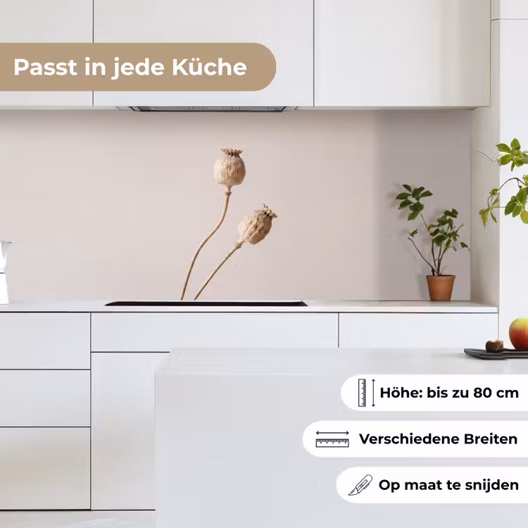 Papaverbollen - Droogbloemen - Minimalistisch - Beige - Rustig keuken achterwand 2 middel -sfeer4_DE