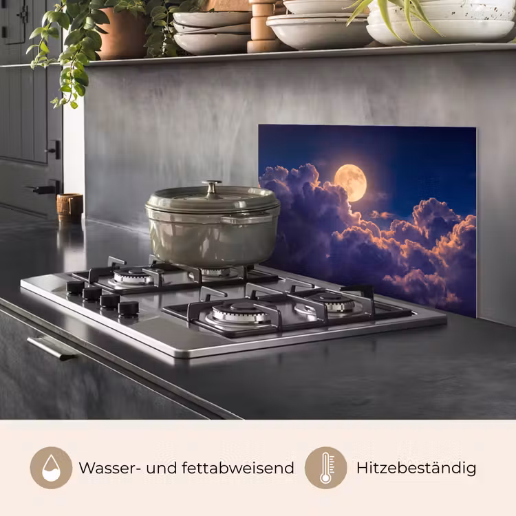 Maan - Wolken - Nacht - Oranje keuken achterwand spatscherm klein -usp_DE