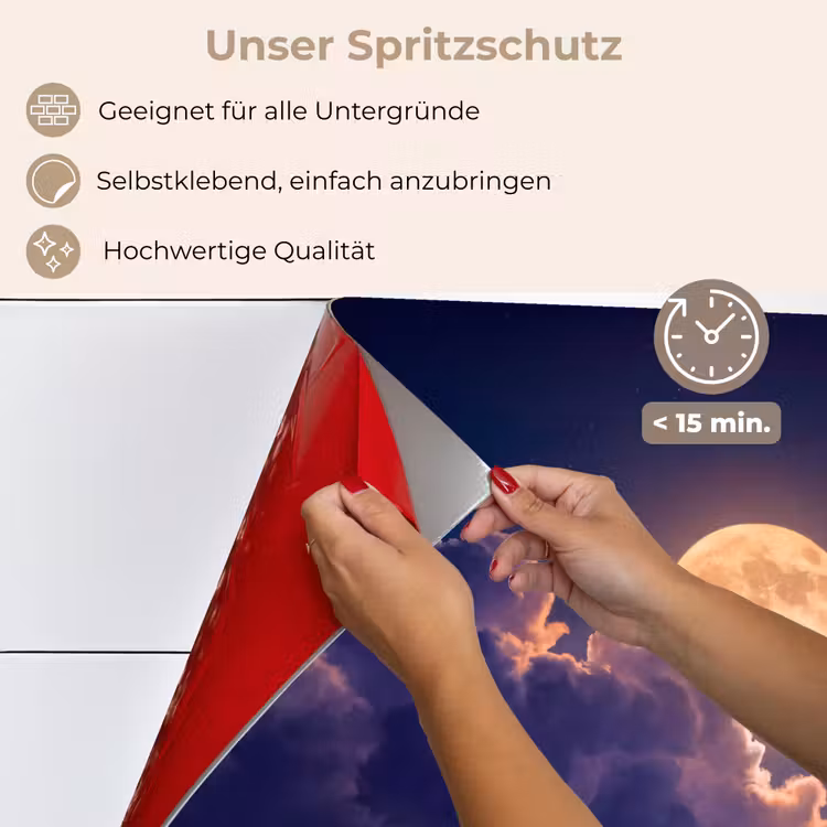Maan - Wolken - Nacht - Oranje keuken achterwand spatscherm klein -spatscherm_DE