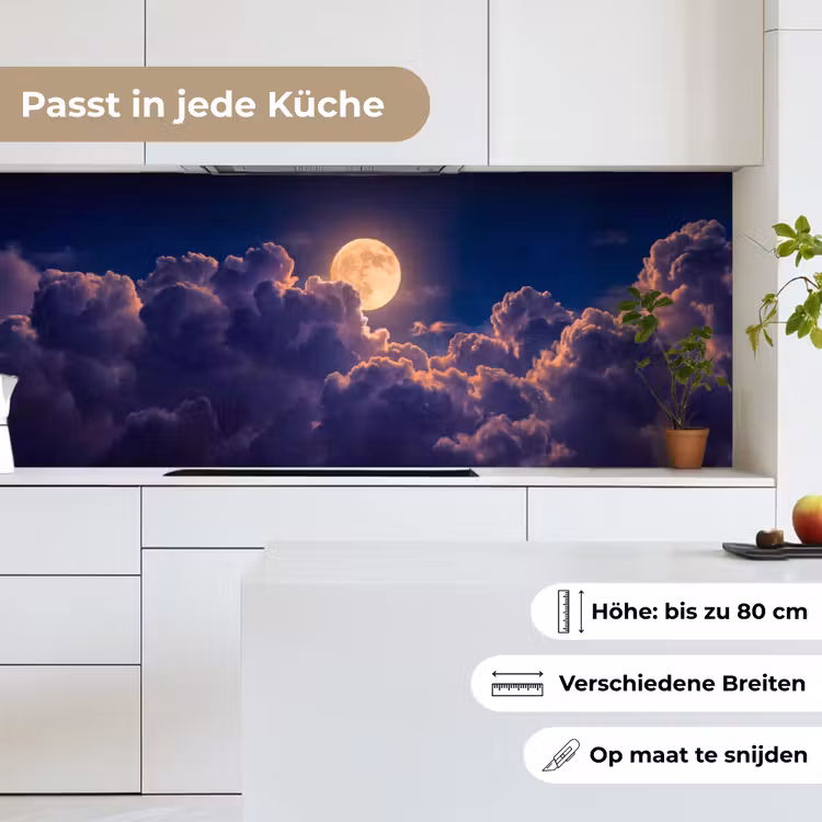 Maan - Wolken - Nacht - Oranje keuken achterwand 2 middel -sfeer4_DE