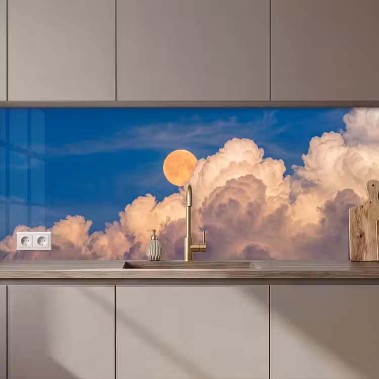 Maan - Wolken - Natuur - Oranje keuken achterwand 2 middel zz_3dshopping