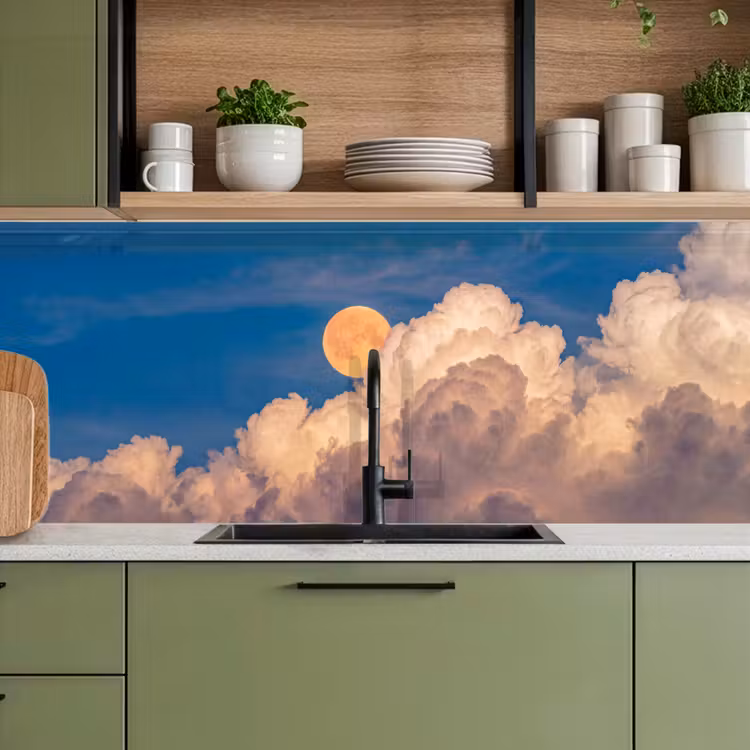 Maan - Wolken - Natuur - Oranje keuken achterwand 2 middel -sfeer3